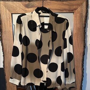 Polka Dot Button-Up Blouse